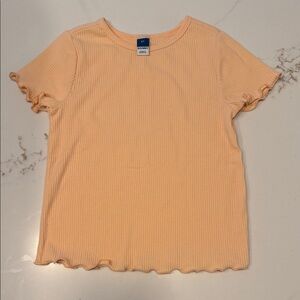 Old Navy Peach Ribbed Lettuce-Trim Short Sleeve Top